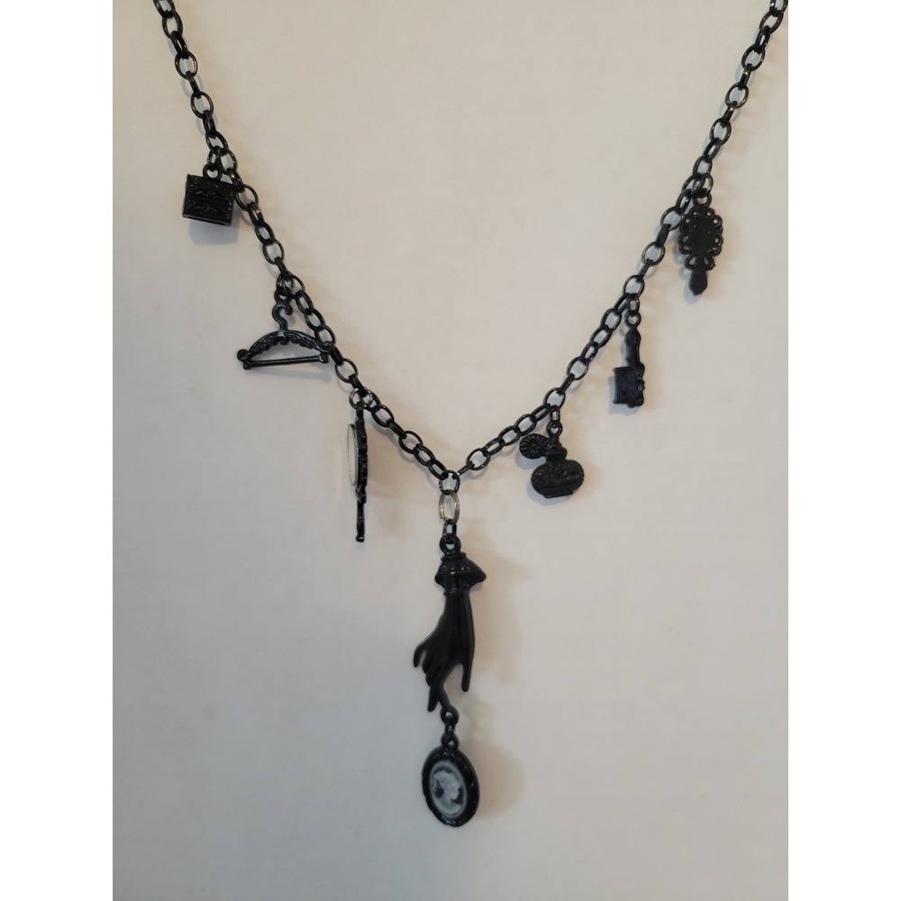 Vintage Gothic Black Barbie Charm Necklace‎ Victorian Hand Cameo